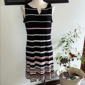 White House Black Market Sleeveless Black Striped Midi Dress Medium